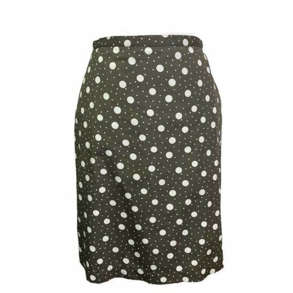 Boden Gray White Polka Dot Cotton A Line Skirt - Picture 1 of 9